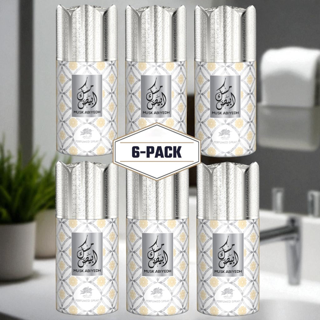 AL FARES MUSK ABIYEDH Perfume Deodorant 250ML – 6 Pack