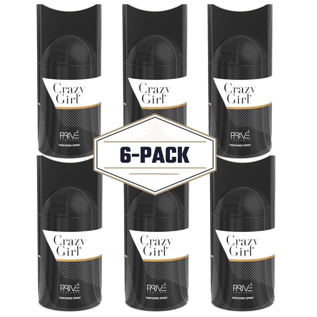 PRIVE CRAZY GIRL Perfume Deodorant 250ML – 6 Pack
