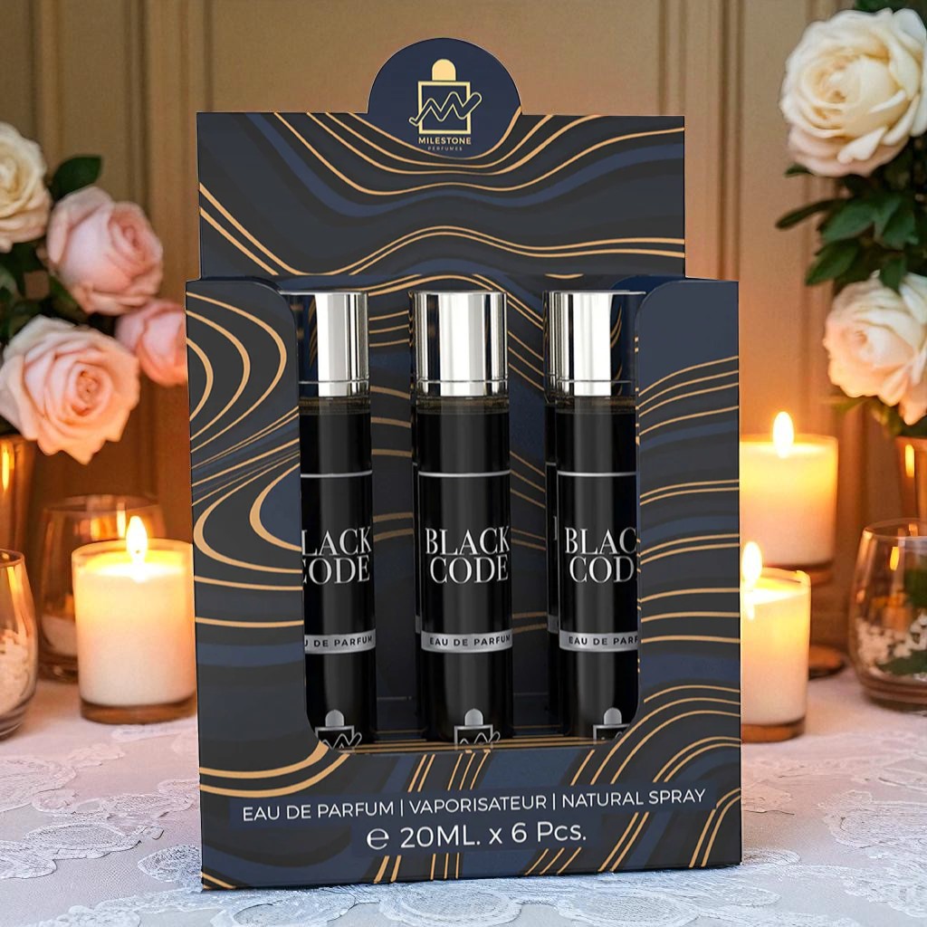 MILESTONE Black Code (Pour Homme) Eau De Parfum 5x 20ml Plus 1 Free Tester