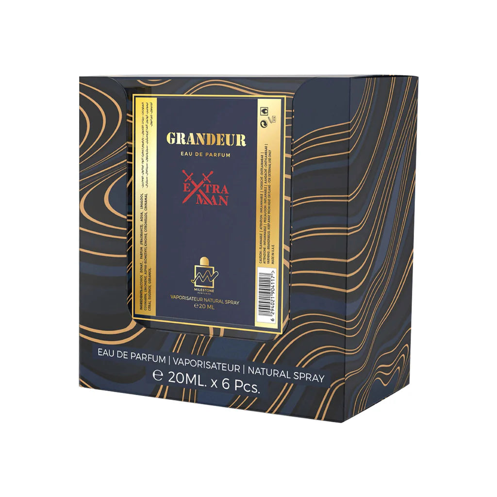 MILESTONE Grandeur Extra Man Eau De Parfum 5x 20ml Plus 1 Free Tester
