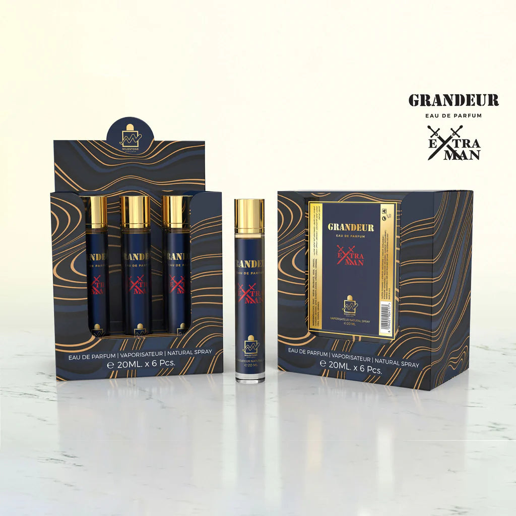 MILESTONE Grandeur Extra Man Eau De Parfum 5x 20ml Plus 1 Free Tester