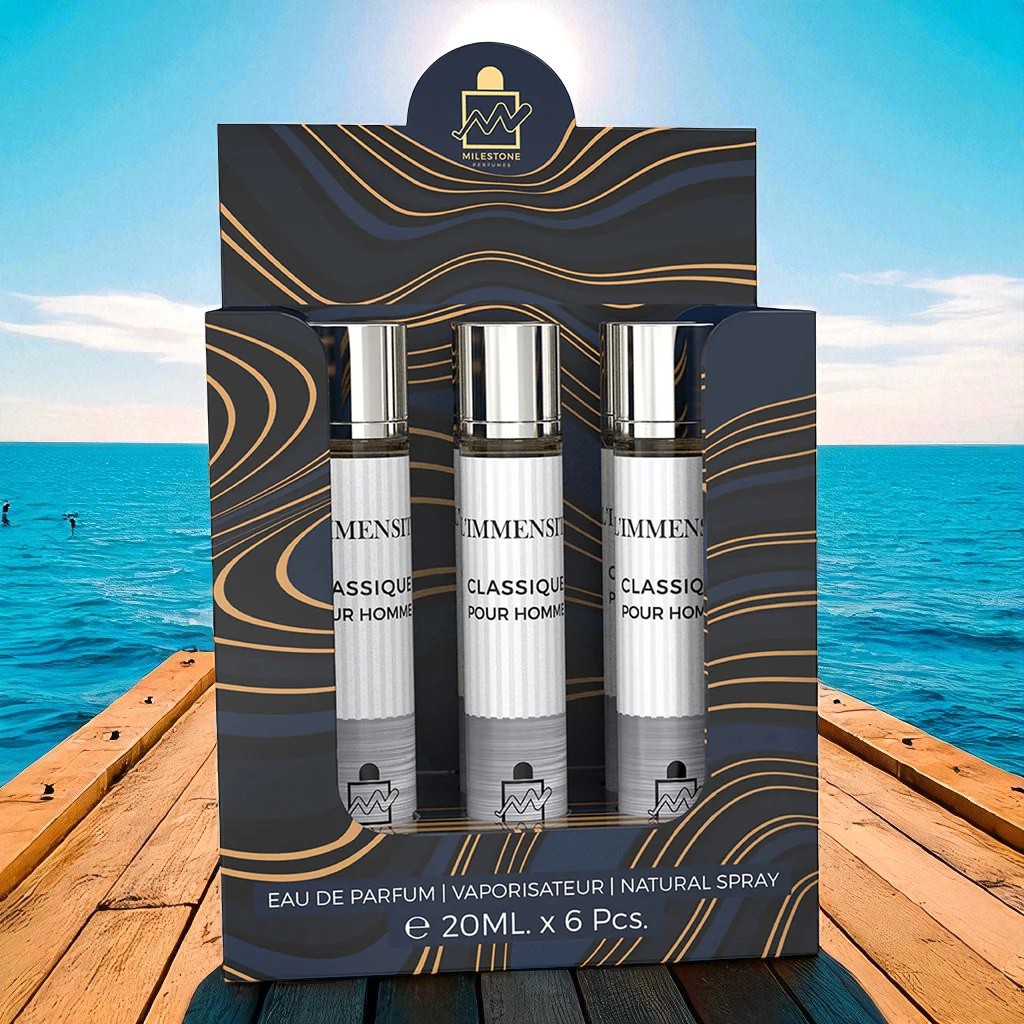 MILESTONE L'IMMENSITE CLASSIC POUR HOMME Eau De Parfum 5x 20ml Plus 1 Free Tester