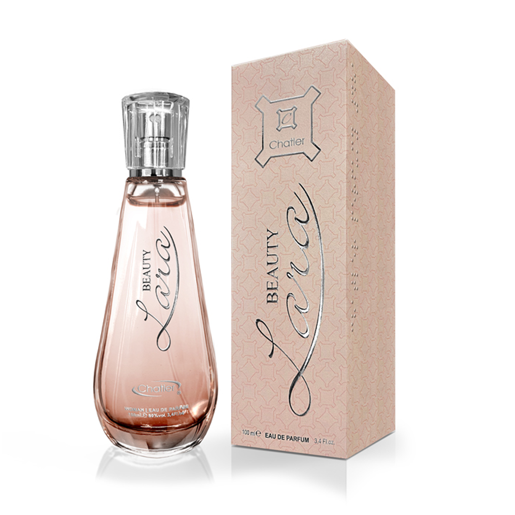 Chatler Lara Beauty Woman 100ML Eau De Parfum Top notes Tangerine, Plum, Raspberry Middle notes Cherry Blossom, Rose, Lilac Base notes White Musk, Sandalwood, Patchouli Fragrance category floral, woody