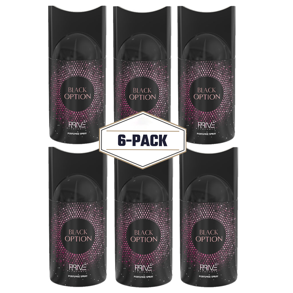 PRIVE BLACK OPTION Perfume Deodorant 250ML – 6 Pack