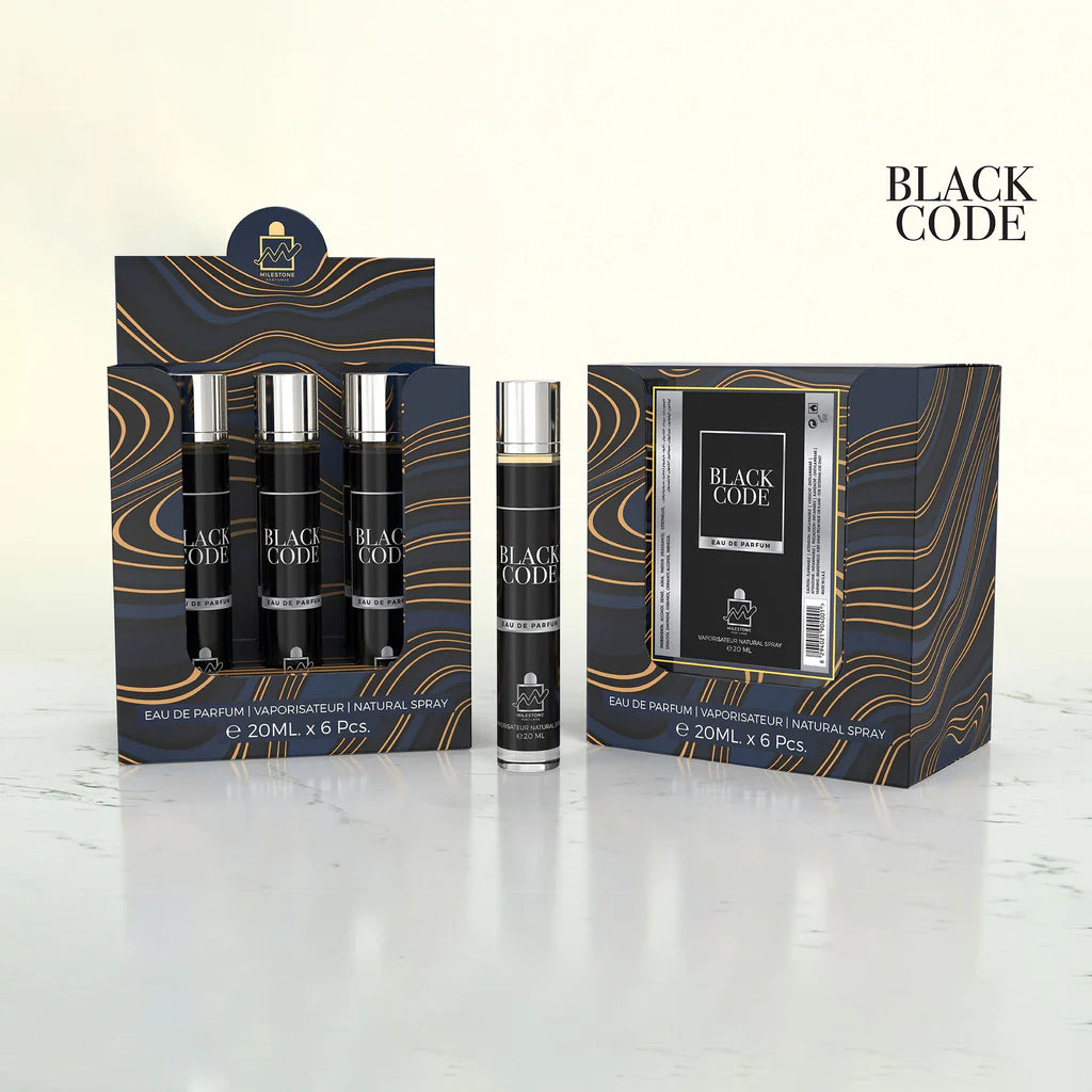 MILESTONE Black Code (Pour Homme) Eau De Parfum 5x 20ml Plus 1 Free Tester