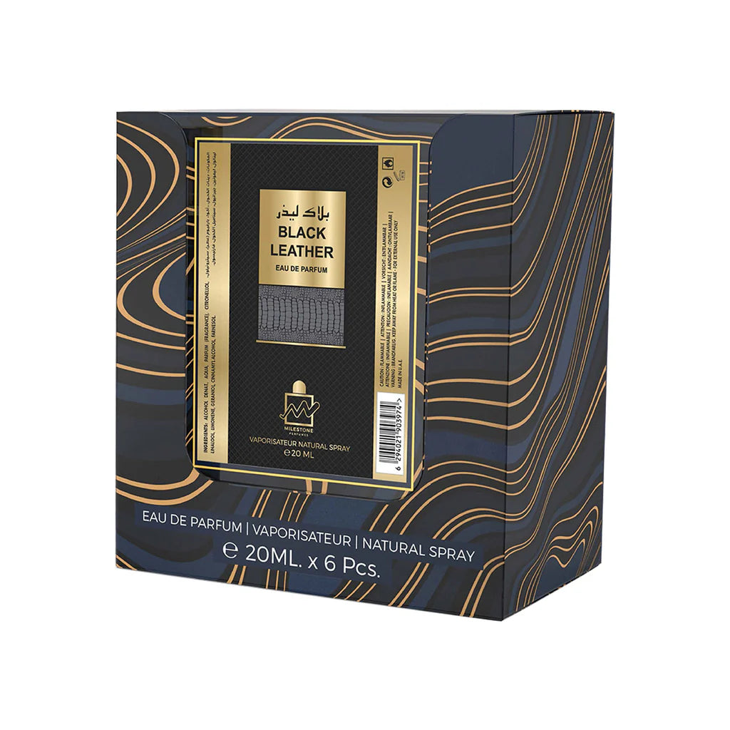 Milestone Black Leather Eau De Parfum 5x 20ml Plus 1 Free Tester