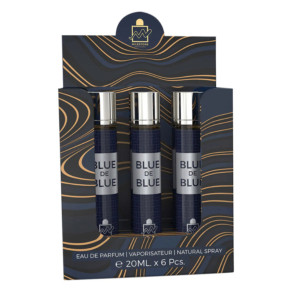 MILESTONE Blue de Blue (Pour Homme) Eau De Parfum 5x 20ml Plus 1 Free Tester
