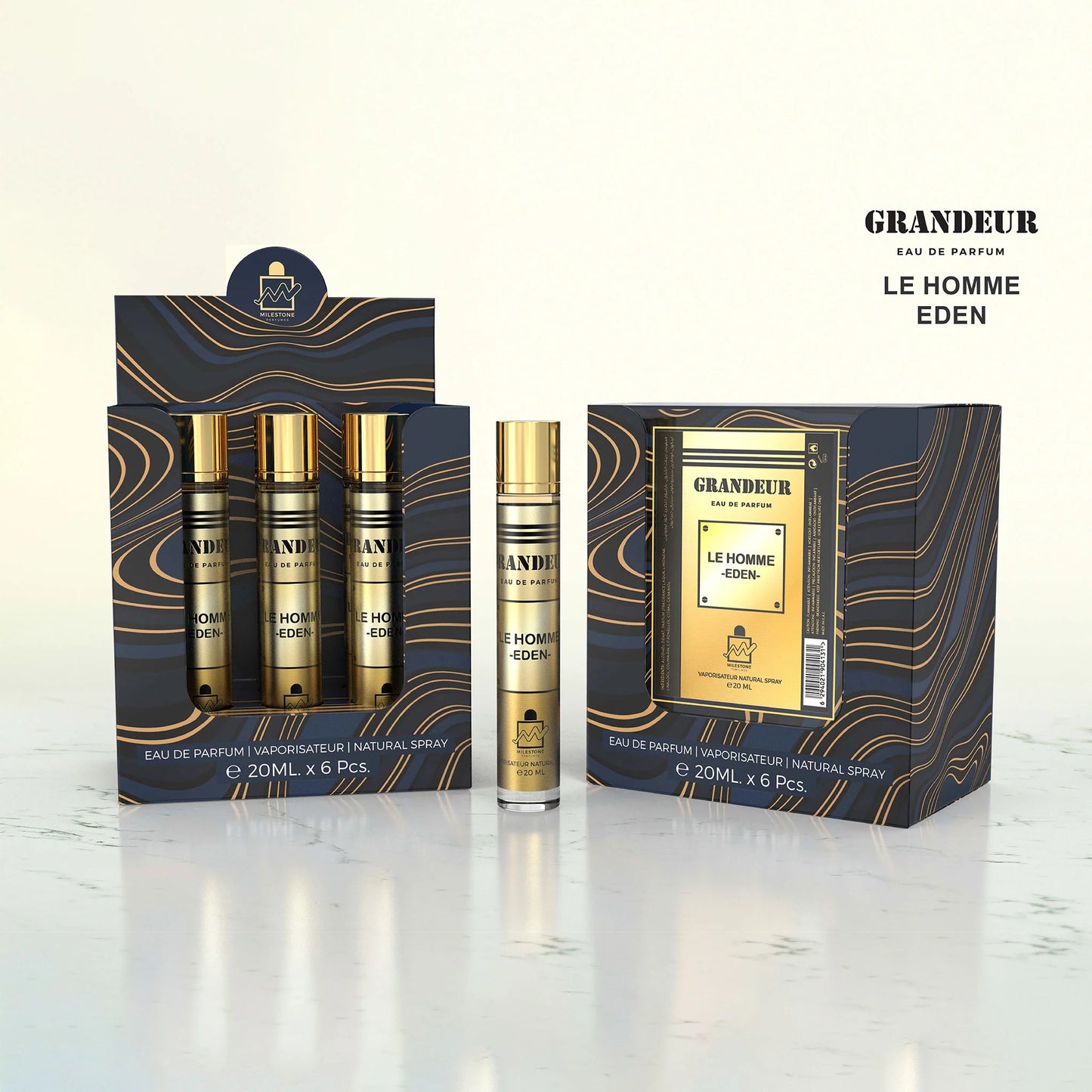 MILESTONE Grandeur Le Homme Eden Eau De Parfum 5x 20ml Plus 1 Free Tester